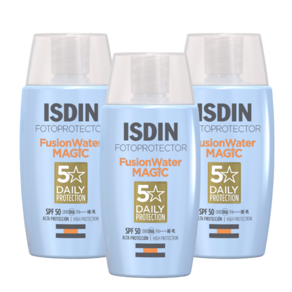 PACK 3 TRATAMIENTO FACIAL ISDIN FOTOPROTECTOR FUSION WATER MAGIC SPF50 50 ML