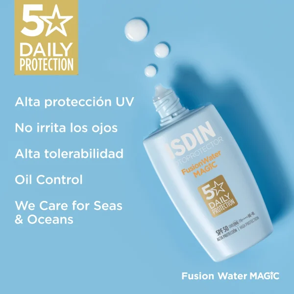 PACK 3 TRATAMIENTO FACIAL ISDIN FOTOPROTECTOR FUSION WATER MAGIC SPF50 50 ML - Imagen 4